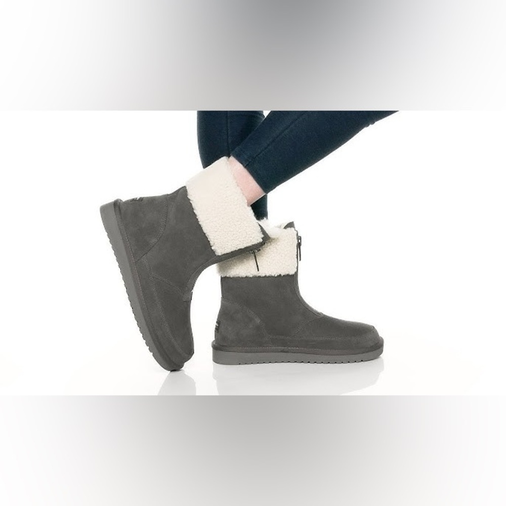 Koolaburra by UGG AUS Lytta Short Suede Boots Zipper Winter Faux Fur Warm Cozy